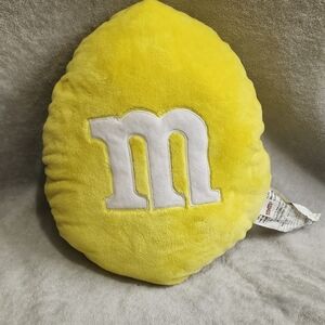 Yellow M&M's Logo Plush Cushion